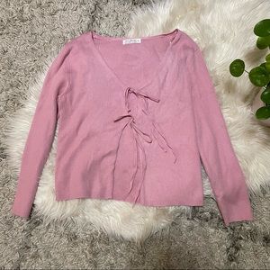 Pink Tie-Front Cardigan